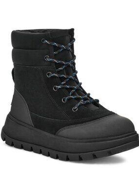 Koolaburra by UGG Deza Hybrid Boots Suede Faux Fur Lace Up Booties Black Size 7
